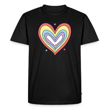 RAINBOW HEART - Men's Premium Organic T-Shirt - black - Front - Nico (187cm)