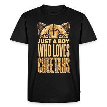 Enfants Léopard Cheetah Boy - T-shirt Premium bio Homme - noir - Devant - Nico (187cm)