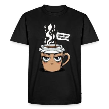 Coffee and sarcasm – Funny design - Men's Premium Organic T-Shirt - black - Front - Nico (187cm)
