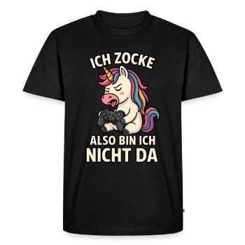 Gambling unicorn in rage mode - Men's Premium Organic T-Shirt - black - Front - Nico (187cm)