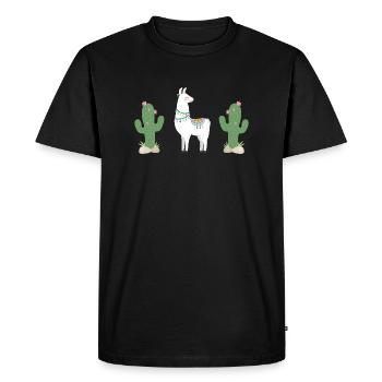 mon beau lama et cactus, blanc - T-shirt Premium bio Homme - noir - Devant - Nico (187cm)