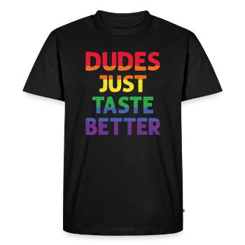 dudes just taste better - T-shirt Premium bio Homme - noir - Devant - Nico (187cm)