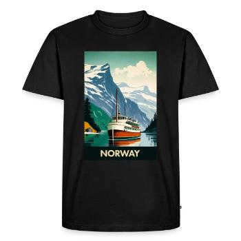 Vintage Norvège Affiche de voyage - T-shirt Premium bio Homme - noir - Devant - Nico (187cm)