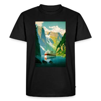 Vintage Norvège Affiche de voyage - T-shirt Premium bio Homme - noir - Devant - Nico (187cm)