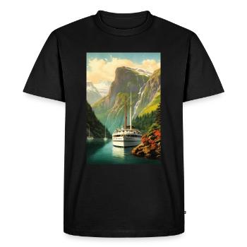 Vintage Norvège Affiche de voyage - T-shirt Premium bio Homme - noir - Devant - Nico (187cm)