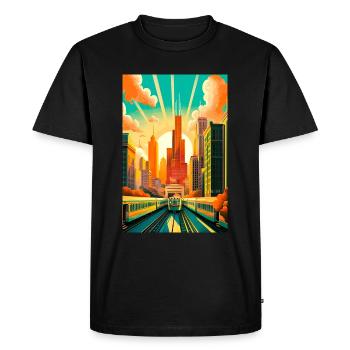 Chicago Travel Poster - Men's Premium Organic T-Shirt - black - Front - Nico (187cm)