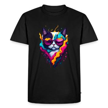 Chat abstrait mignon - T-shirt Premium bio Homme - noir - Devant - Nico (187cm)