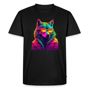 Wolf with Sunglasses Wolves Predator Nature Forest - Men's Premium Organic T-Shirt - black - Front - Nico (187cm)