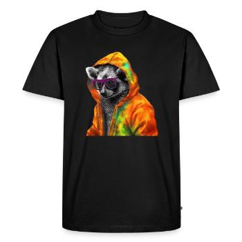 Lémurien avec lunettes de soleil Coloré Cool Lémurien à queue annelée animal forestier - T-shirt Premium bio Homme - noir - Devant - Nico (187cm)