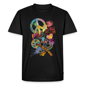 Faites l'amour pas la guerre - T-shirt Premium bio Homme - noir - Devant - Nico (187cm)