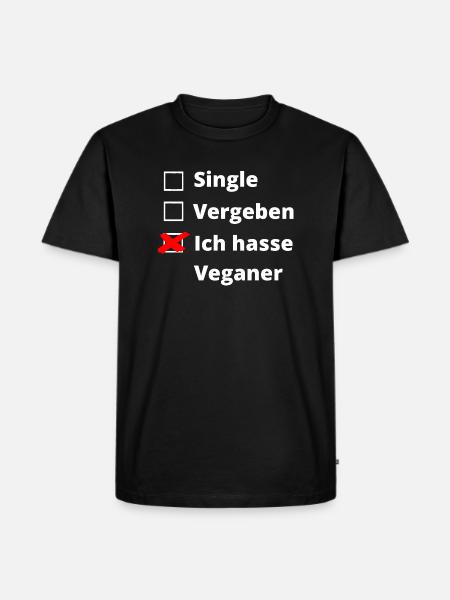 Ich hasse Veganer - Männer Premium Bio T-Shirt - Schwarz
