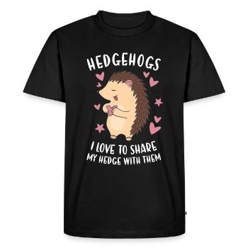 Hedgie I Love To Share My Hedge With Them Hedgehog - Men's Premium Organic T-Shirt - black - Front - Nico (187cm)
