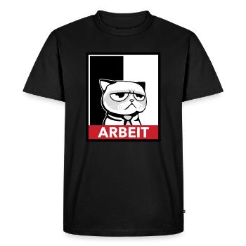 Funny Tired Cat Work Morning Muffle Gift - Men's Premium Organic T-Shirt - black - Front - Nico (187cm)