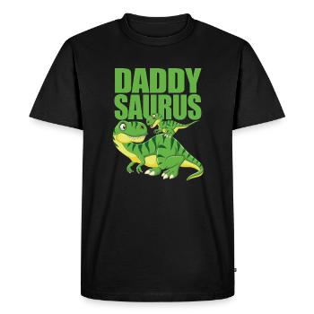 Papa Dinosaure - Daddysaurus - T-shirt Premium bio Homme - noir - Devant - Nico (187cm)