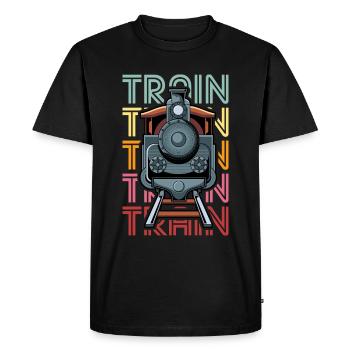 Train Trains Train Lovers Shirt funny Train Shirt Iron - Men's Premium Organic T-Shirt - black - Front - Nico (187cm)