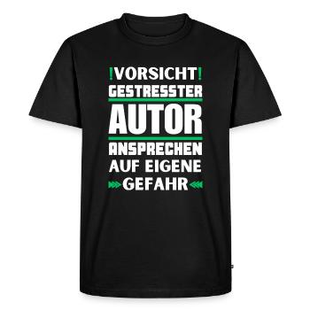 Don't address stressed author! - Men's Premium Organic T-Shirt - black - Front - Nico (187cm)