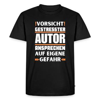 Don't address stressed author! - Men's Premium Organic T-Shirt - black - Front - Nico (187cm)