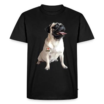 Pug Dad Papa - Men's Premium Organic T-Shirt - black - Front - Nico (187cm)