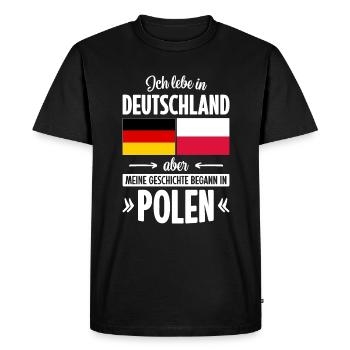 MEINE GESCHICHTE BEGANN IN POLEN - Männer Premium Bio T-Shirt - Schwarz - Vorne - Nico (187cm)
