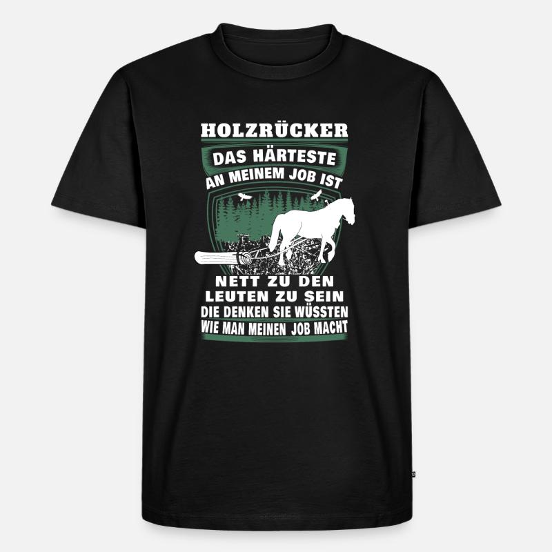 Holzrücker mit Pferd - Männer Premium Bio T-Shirt - Schwarz