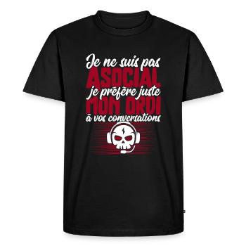 Pas asocial ordi t-shirt humour geek - T-shirt Premium bio Homme - noir - Devant - Nico (187cm)