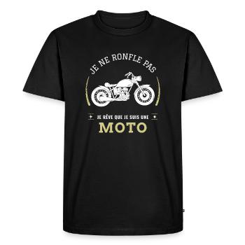 Je ne ronfle pas je rêve que je suis une moto - T-shirt Premium bio Homme - noir - Devant - Nico (187cm)