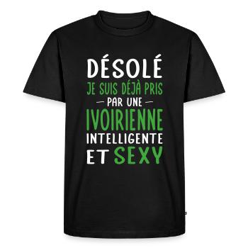 Désolé déjà pris par une Ivoirienne sexy - T-shirt Premium bio Homme - noir - Devant - Nico (187cm)