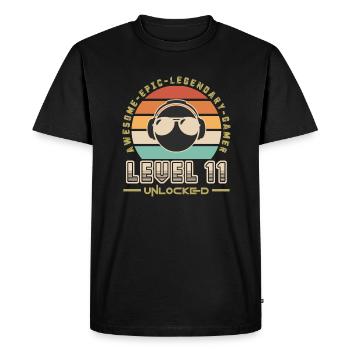 Level 11 - Men's Premium Organic T-Shirt - black - Front - Nico (187cm)