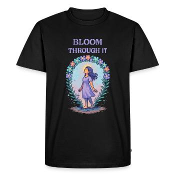 Bloom Through It – Resilience Pixel Art Tee - Men's Premium Organic T-Shirt - black - Front - Nico (187cm)