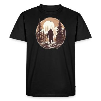 Arbres forestiers Yeti Cadeau Coucher de soleil Bigfoot - T-shirt Premium bio Homme - noir - Devant - Nico (187cm)