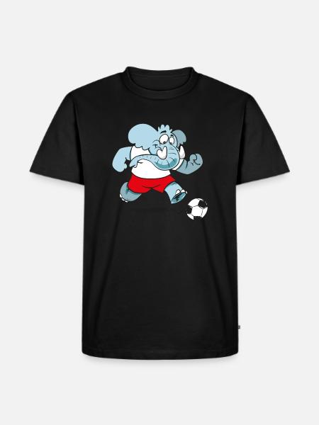 Elefant Fussballer - Männer Premium Bio T-Shirt - Schwarz
