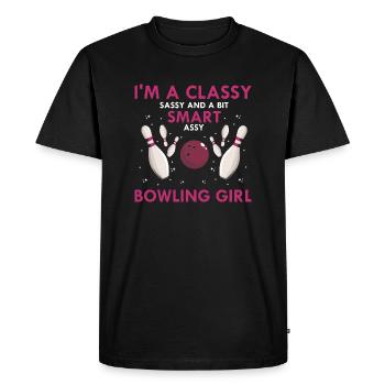 A Classy Sassy & A Bit Smart Assy Bowling Girl - Men's Premium Organic T-Shirt - black - Front - Nico (187cm)