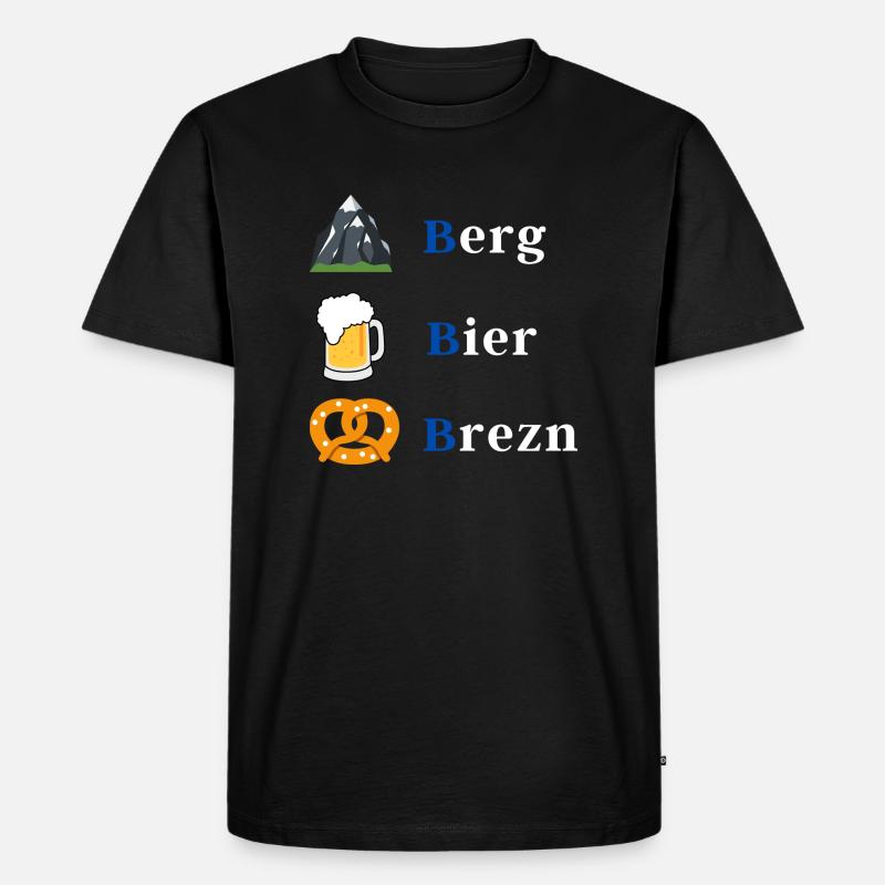 Bayern Berg Bier Brezn - Männer Premium Bio T-Shirt - Schwarz