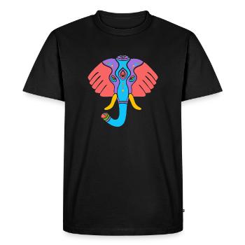 Symbole d’un éléphant indien, culture de l’Inde - T-shirt Premium bio Homme - noir - Devant - Nico (187cm)