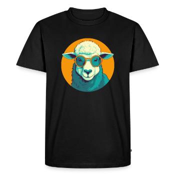Lamb with sunglasses, sheep, woolly - Men's Premium Organic T-Shirt - black - Front - Nico (187cm)