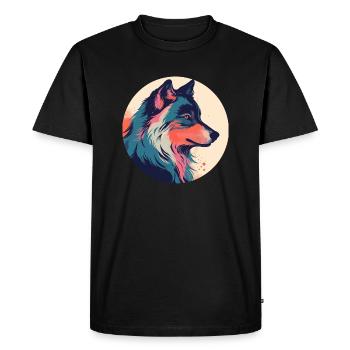 Wolf, Wild Dog, Grey Wolf, Canis lupus - Men's Premium Organic T-Shirt - black - Front - Nico (187cm)