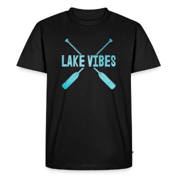 Lake Vibes Été | Vacances amoureux du lac - T-shirt Premium bio Homme - noir - Devant - Nico (187cm)