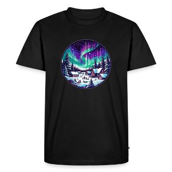 Mystical Northern Lights - Men's Premium Organic T-Shirt - black - Front - Nico (187cm)