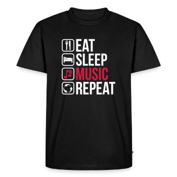 Eat Sleep Musique Répéter - T-shirt Premium bio Homme - noir - Devant - Nico (187cm)