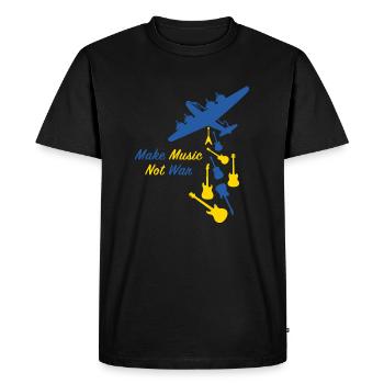 Faites de la musique pas la guerre, Ukraine Russie Bombe atomique - T-shirt Premium bio Homme - noir - Devant - Nico (187cm)