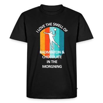 Badminton Badminton Badminton Player Chocolate - Men's Premium Organic T-Shirt - black - Front - Nico (187cm)