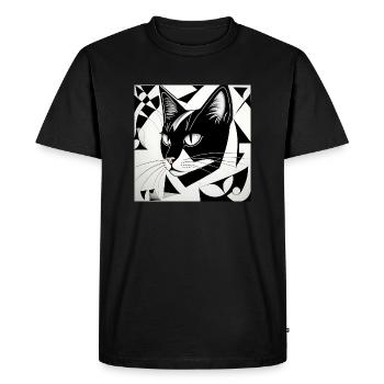 Chat : Cubiste Noir & Blanc - T-shirt Premium bio Homme - noir - Devant - Nico (187cm)