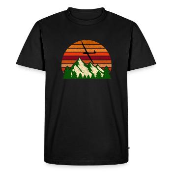 Planeur au coucher du soleil au-dessus des montagnes - T-shirt Premium bio Homme - noir - Devant - Nico (187cm)