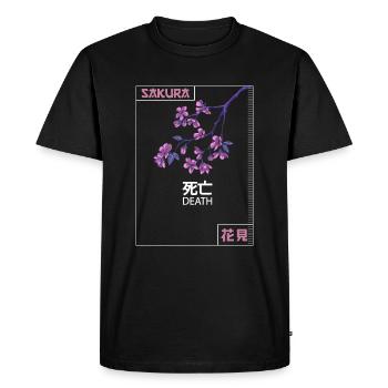 Fleur de cerisier Sakura Japon cerise fleuri mort Écriture - T-shirt Premium bio Homme - noir - Devant - Nico (187cm)