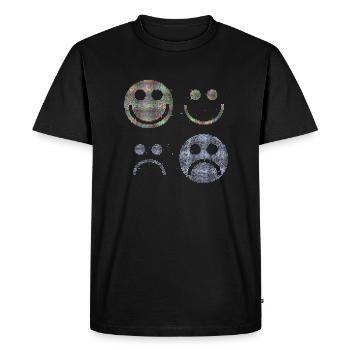 Visages heureux et tristes - T-shirt Premium bio Homme - noir - Devant - Nico (187cm)
