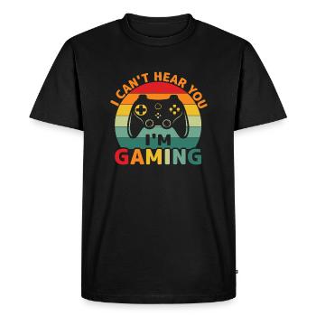 gamergaming,console - can't hear you i'am gaming - T-shirt Premium bio Homme - noir - Devant - Nico (187cm)