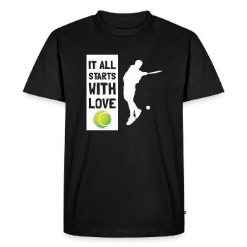 It All Starts With Love - Tennis - White - Men's Premium Organic T-Shirt - black - Front - Nico (187cm)