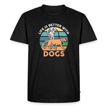 La vie est meilleure avec les chiens Cadeau chien - T-shirt Premium bio Homme - noir - Devant - Nico (187cm)