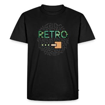 Retro Text & Maze Jeu de tir - T-shirt Premium bio Homme - noir - Devant - Nico (187cm)