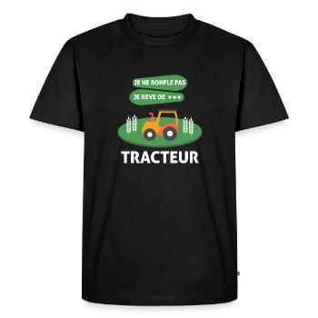 Je ne pas ronfler je rêve de tracteur - T-shirt Premium bio Homme - noir - Devant - Nico (187cm)